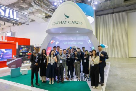 The Cathay Cargo team on the exhibition stand at air cargo Southeast Asia in Singapore 