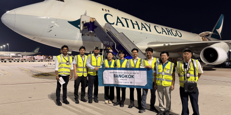 The carrier’s weekly Boeing 747-400F freighter rotation adds dedicated uplift for Thai exporters and freight forwarders with onward connectivity via its Hong Kong hub