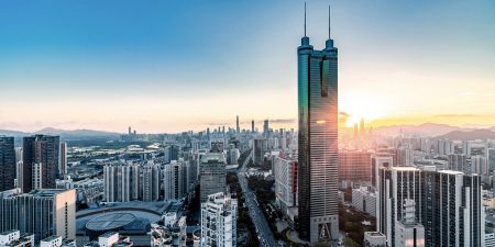 The Shenzhen skyline at sunset