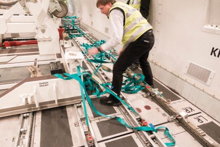 Kevin Miller inside cargo aircraft