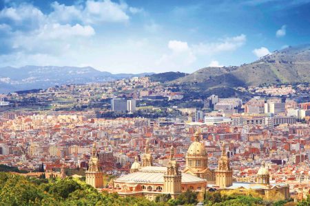 Barcelona cityscape view from Montjuic