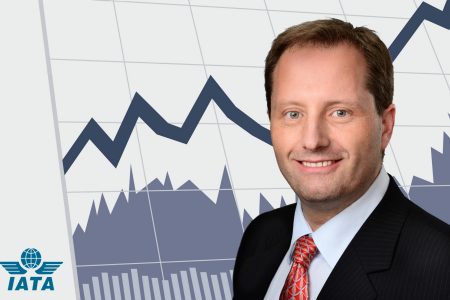 Andrew Matters photo with IATA logo and line graph in background
