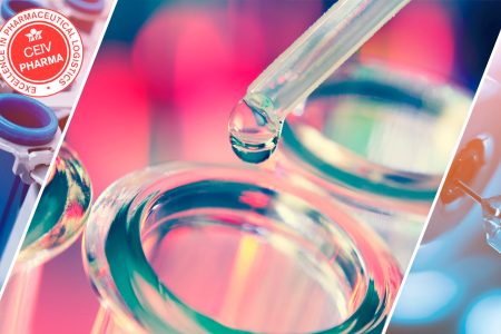 Collage with dripper and test tubes, with CEIV logo shown on side