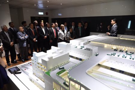 Delegates looking at cargo terminal model