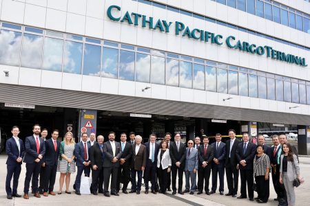 Mexican delegation outside Cathay Cargo Terminal