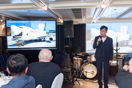 Nelson Chin addressing guests at party