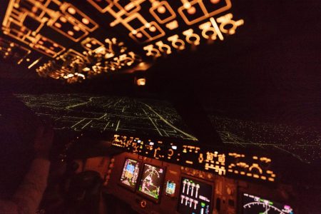 nighttime runway view