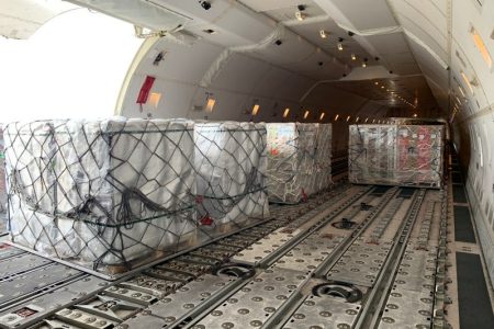Cargo in a freighter plane