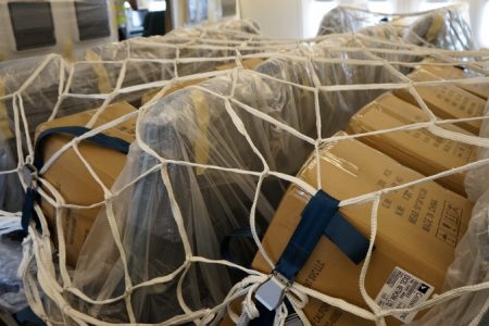 loaded and secured boxes