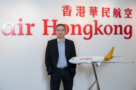 Clarence Tai with Air Hong Kong aircraft model