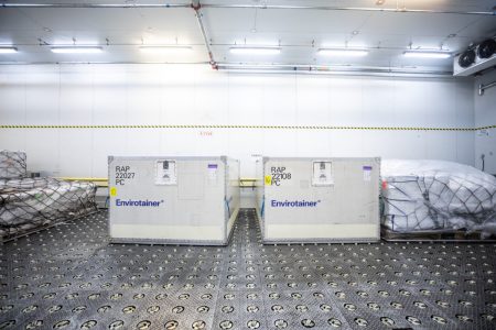 Envirotainer colltainers in cargo terminal