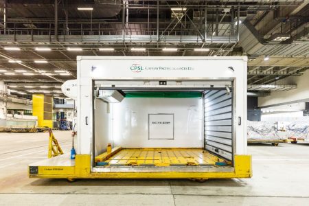 Tarmac dolly in cargo terminal