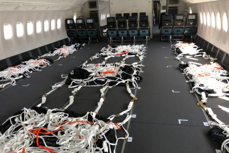 passenger cabin reconfigured for freight