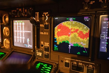 Flight sim panel with readouts