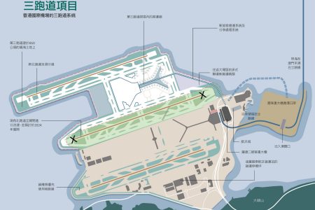 Map showing 3 runway system at HKIA