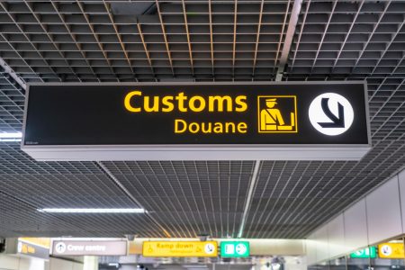 Airport customs sign