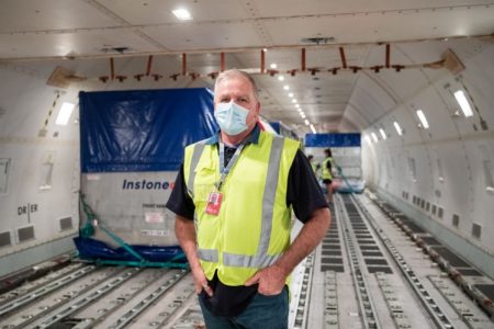 Nigel Chynoweth standing in cargo bay