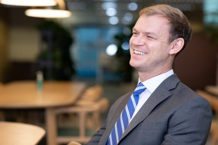 Chris Bowden seated at table