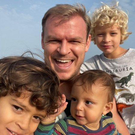 Chris Bowden and his three kids