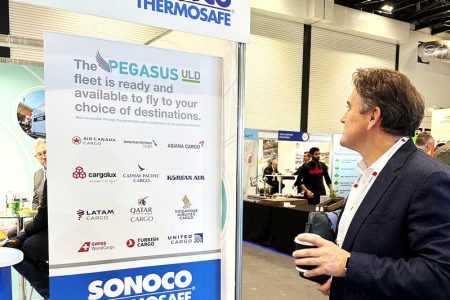 Tom Owen viewing Sonoco Thermosafe display