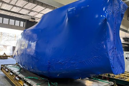 Shrink wrapped helicopter fuselage