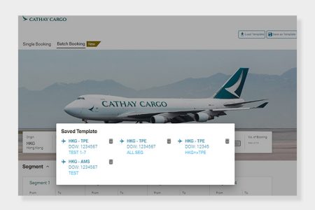 batch booking template for online Cathay Cargo bookings