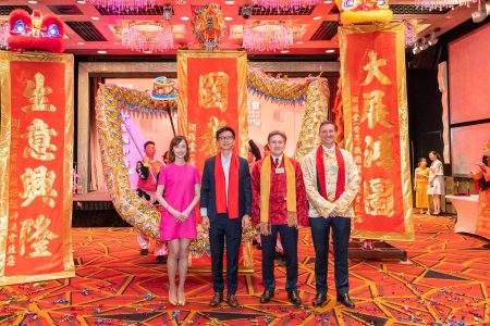 Lavinia Lau, Ronald Lam, Tom Owen at Chinese New Year celebration