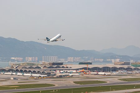 Cathay aircraft taking off from HKIA