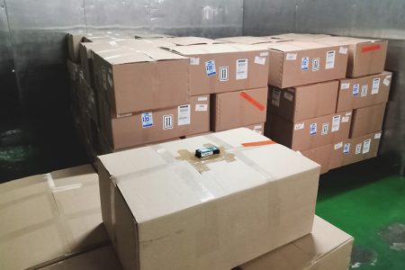 Carboard boxes in a warehouse