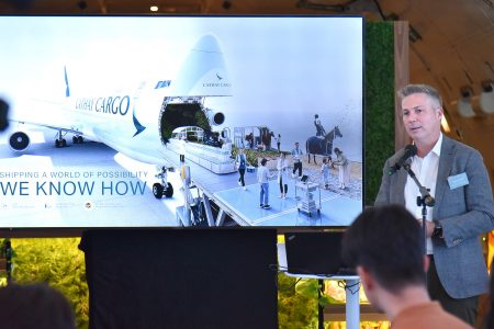 Edward Bell presenting rebrand