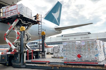 cargo shipments loaded onto Cathay aircraft