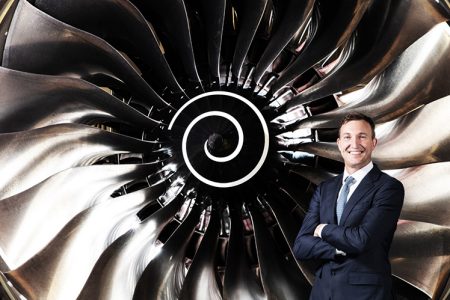George Edmunds with jet engine background