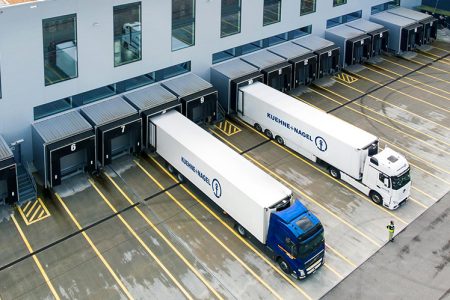 Kuehne+Nagel Trucks at truck garages