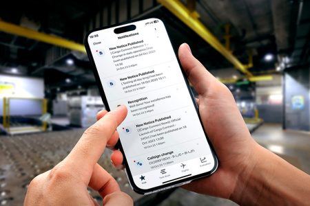 Cargo Connect update feed shown on smartphone screen