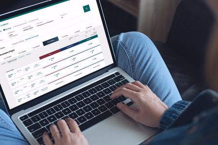 Laptop with booking interface