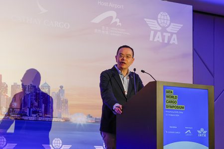 Tim Wong, General Manager Cargo Service Delivery for Cathay Cargo speaking at World Cargo Symposium