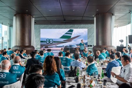 Director Cargo Dominic Perret outlines the current situation plans at the Cargo Business Update at the Peninsula Hong Kong
