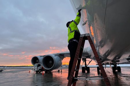 Checking the oxygen valves that supply the flight deck