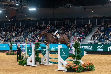 One of the equine athletes puts in a peak performance at the Hong Kong International Horse Show