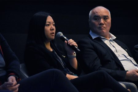 Cathay Head of Cargo Digital Andress Lam speaks during the IATA ONE Record Seminar panel session